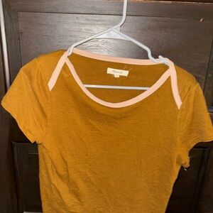 Madewell Mustard and Pink Short Sleeve Tee